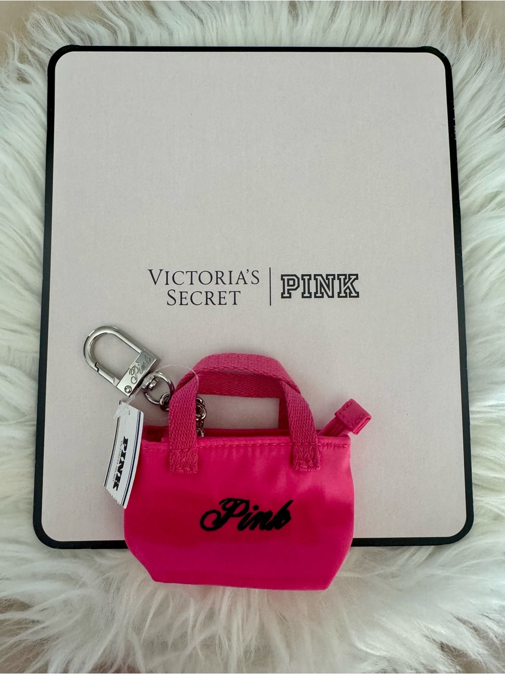 PINK Victoria's Secret Hot Pink Mini Tote Keychain